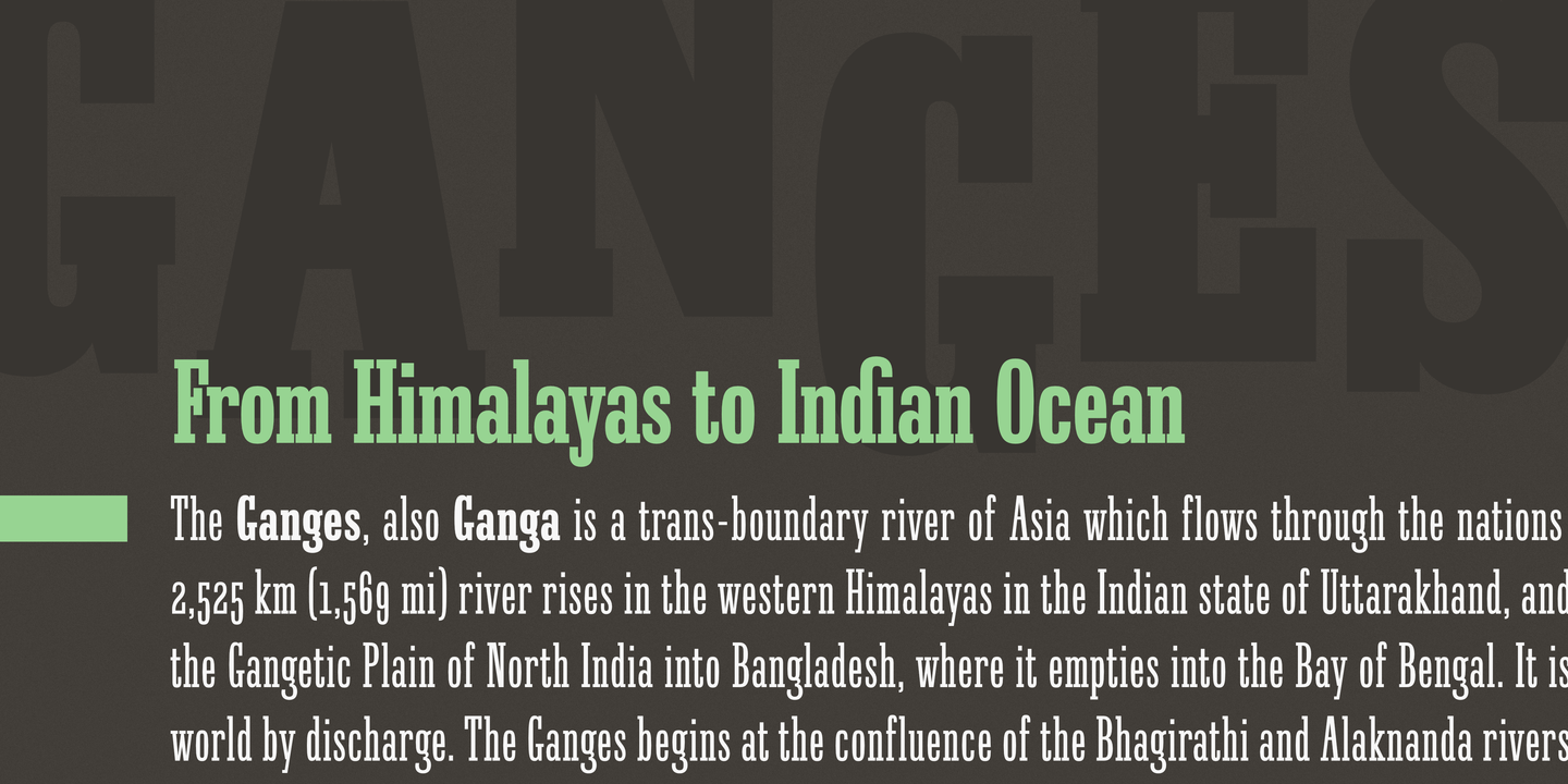 Beispiel einer Ganges Slab Demi Bold Oblique-Schriftart